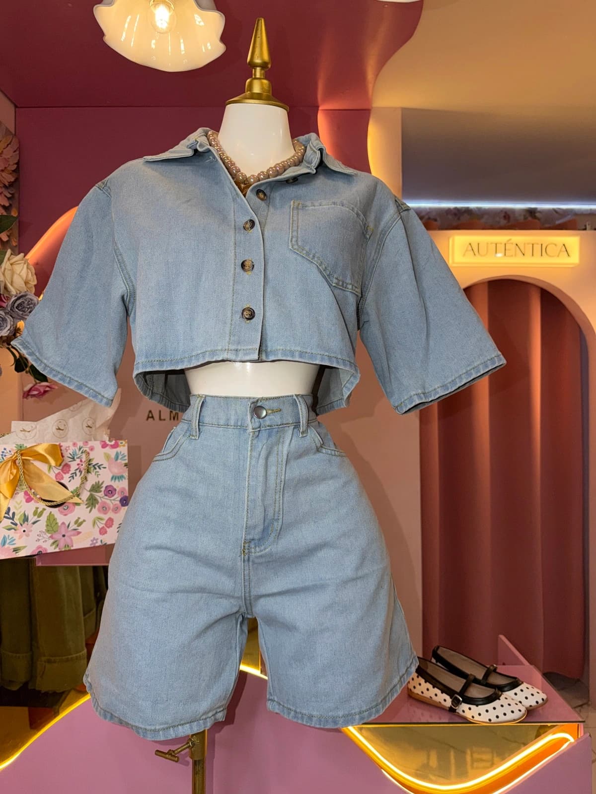 Conjunto mezclilla liso de short